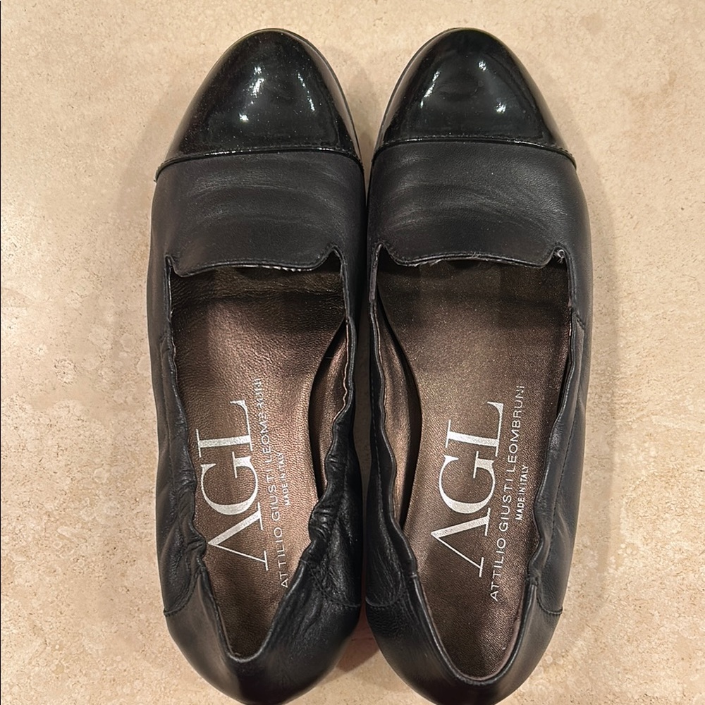 AGL Black Leather Flats